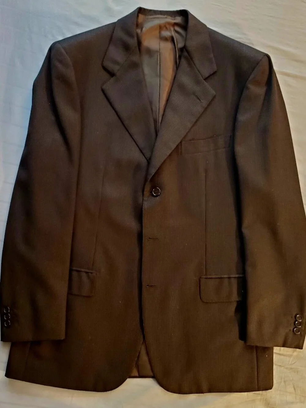 Brioni Palatino Men's Suit, Espresso with Gold Micro-Check